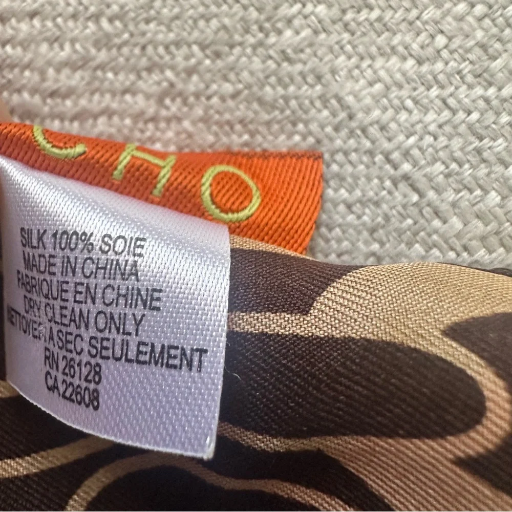 Echo Brown, Mustard & Red Chain-Print 100% Silk Scarf